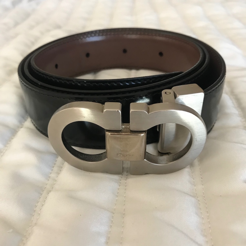 SALVATORE FERRAGAMO BLACK MENS BELT 32
